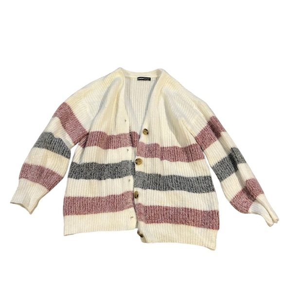 SHEIN Sweaters - Striped Button-Up Cardigan Sweater